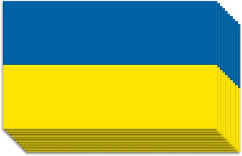 IGNIXIA Ukraine Flag Sticker 3x5 Inches (Pack of 10) Ukrainian Flag Decals for Car Waterproof Ukraine Decals Bumper Stickers - Image 1